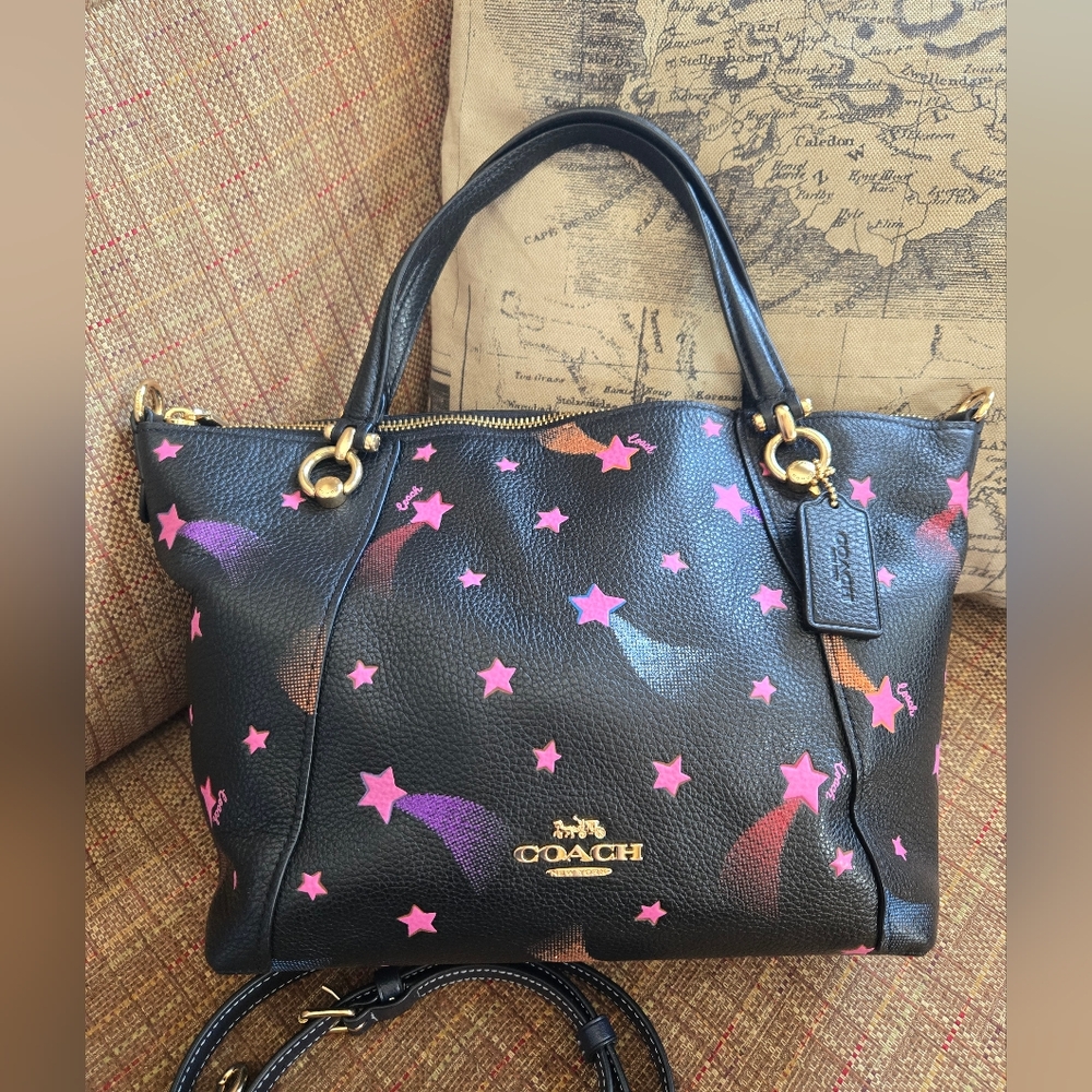Coach Kacey Satchel Bag With Disco Star Print
